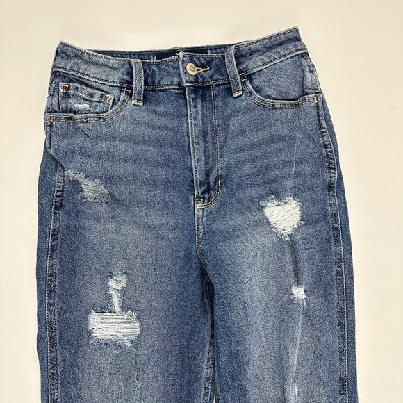 Hollister Ultra High Rise Mom Jean Distressed Women's size 1 Blue Denim Jeans - Picture 2 of 5
